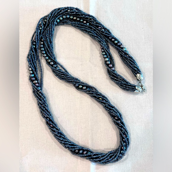 Lee Sands cultured Pearl and glass beads multi strand necklace - Picture 1 of 5